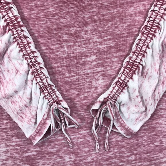 Jane and Delancey Top Womens Medium Pink Vintage Wash Pullover 3/4 Sleeve Ruched - Picture 5 of 11